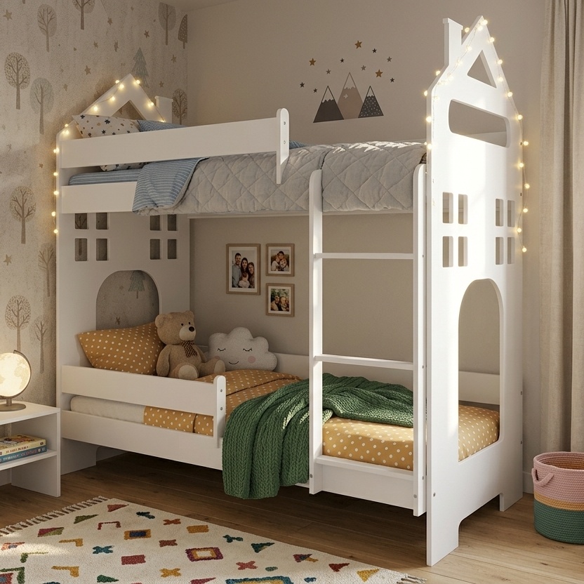 Kουκέτα house με 2 κρεβάτια 180x80cm White